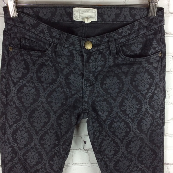 Current/Elliott The Ankle Skinny Black Brocade 26 - Picture 5 of 16